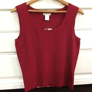 NWT Worthington Red sleeveless knit top L